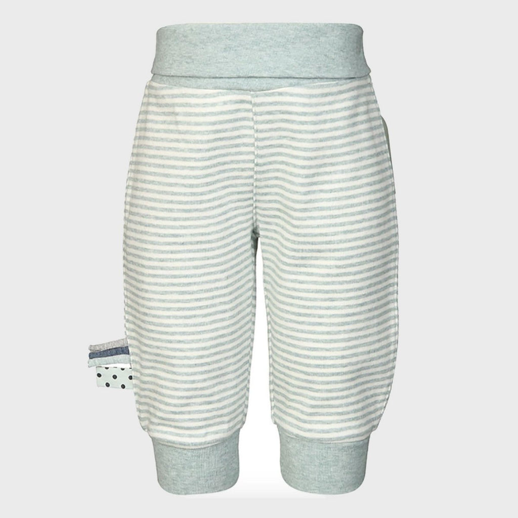 Pantalon Bébé en Coton Bio - Rayures Turquoises