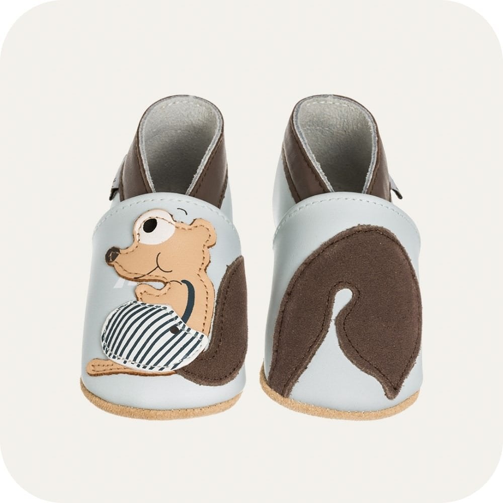 Chaussons bébé en cuir souple – Écureuil