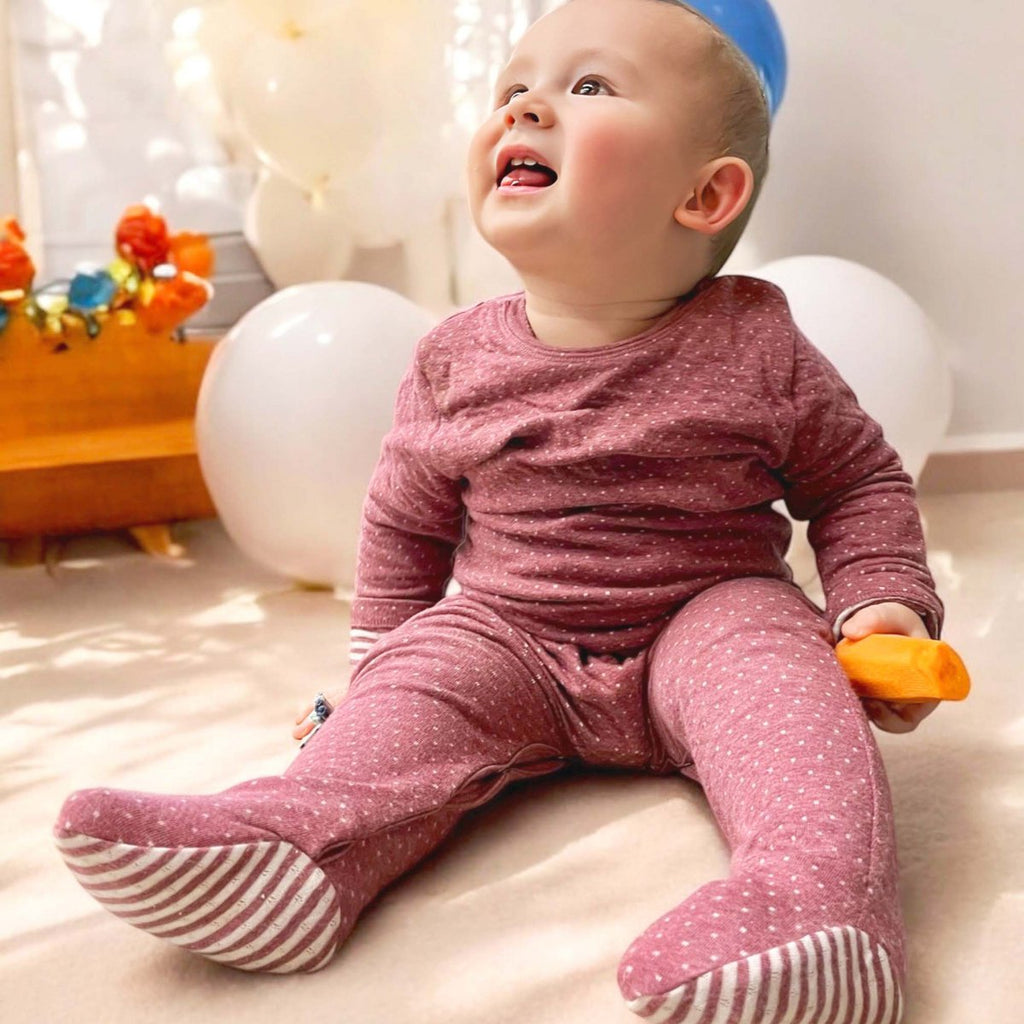 Pyjama Une-Pièce en Coton Bio – Bordeaux Mélange