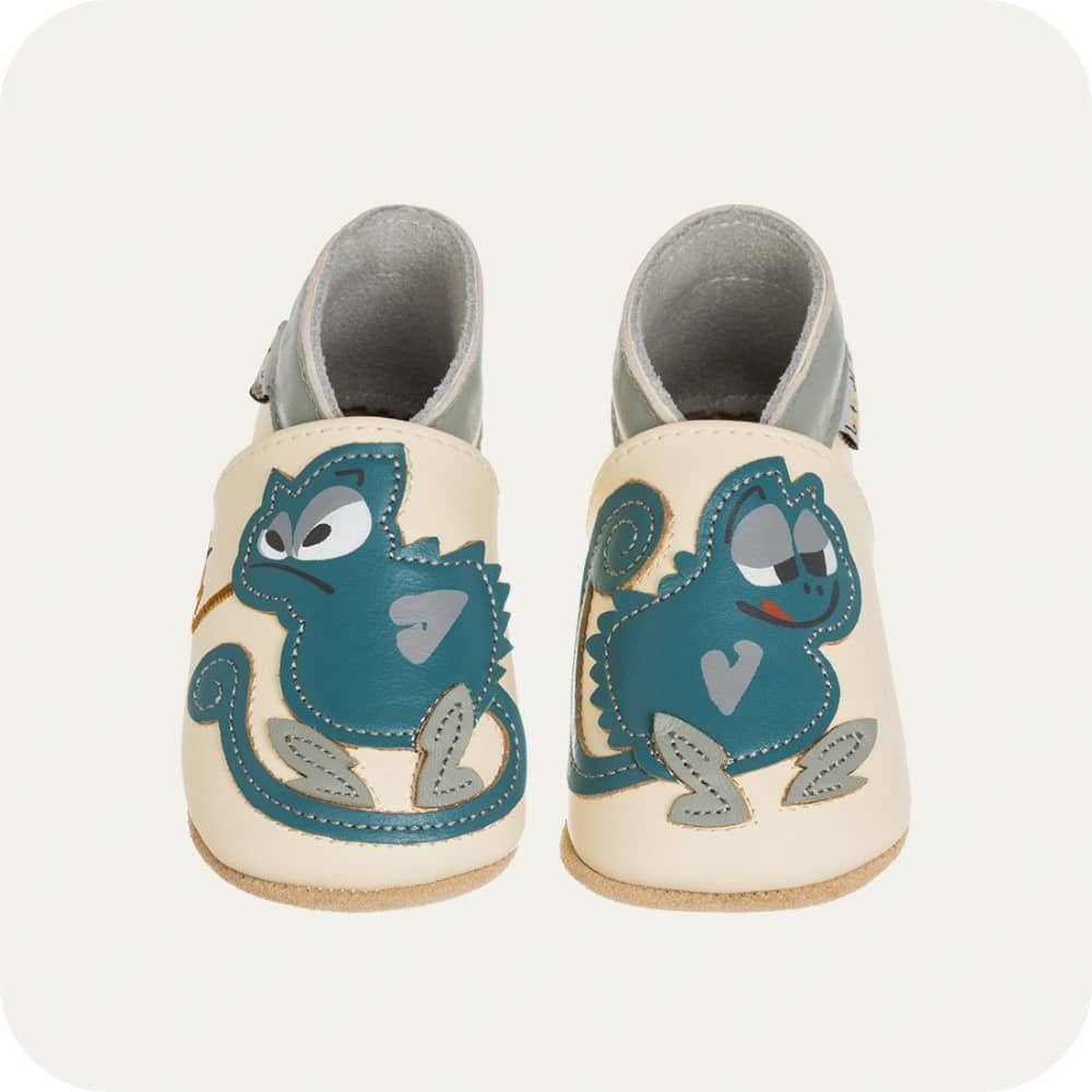 Chaussons bébé en cuir souple – Caméléon Glouton
