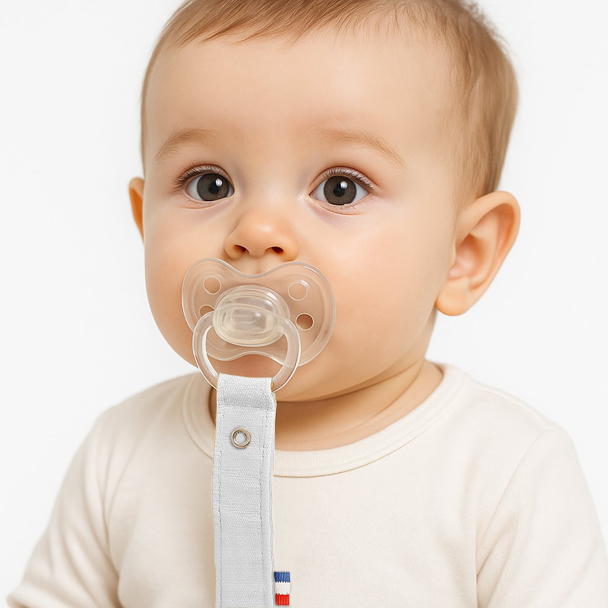 Attache-Tétine en Coton Bio – Teddy Blanc